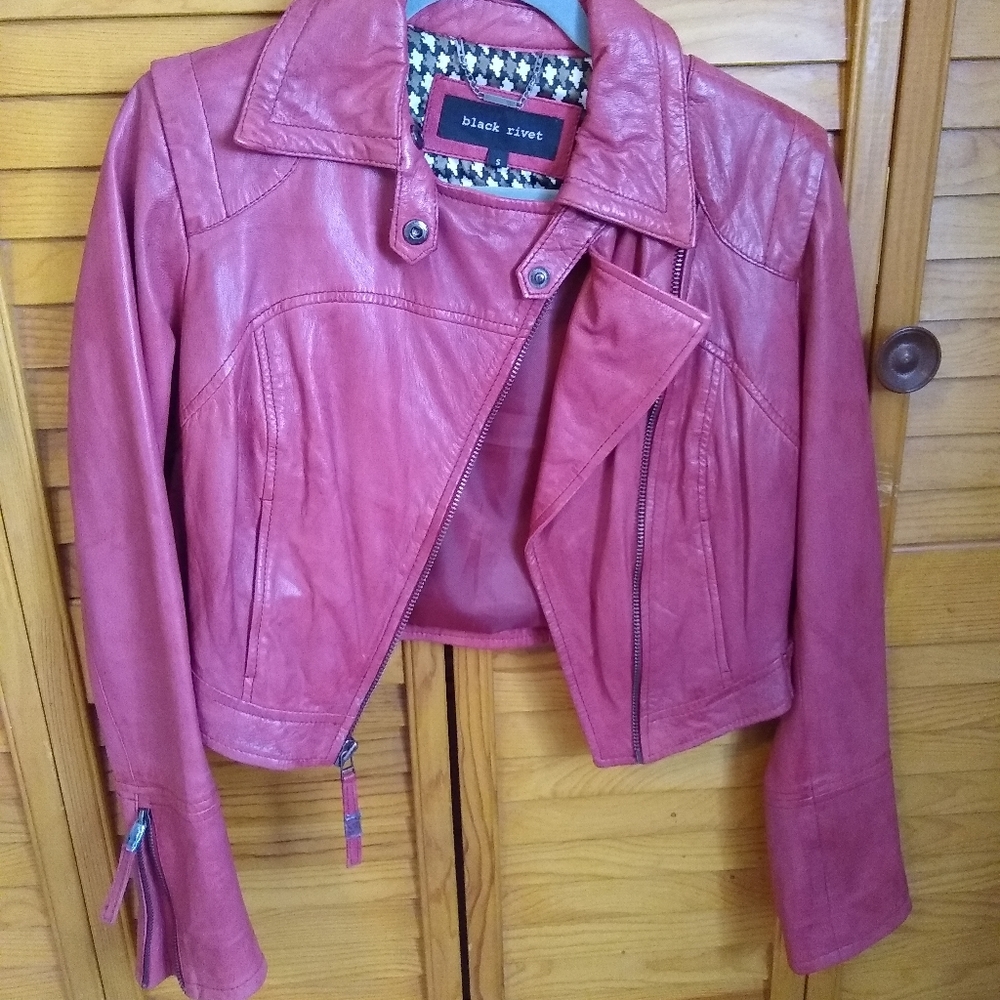 Red leather jacket